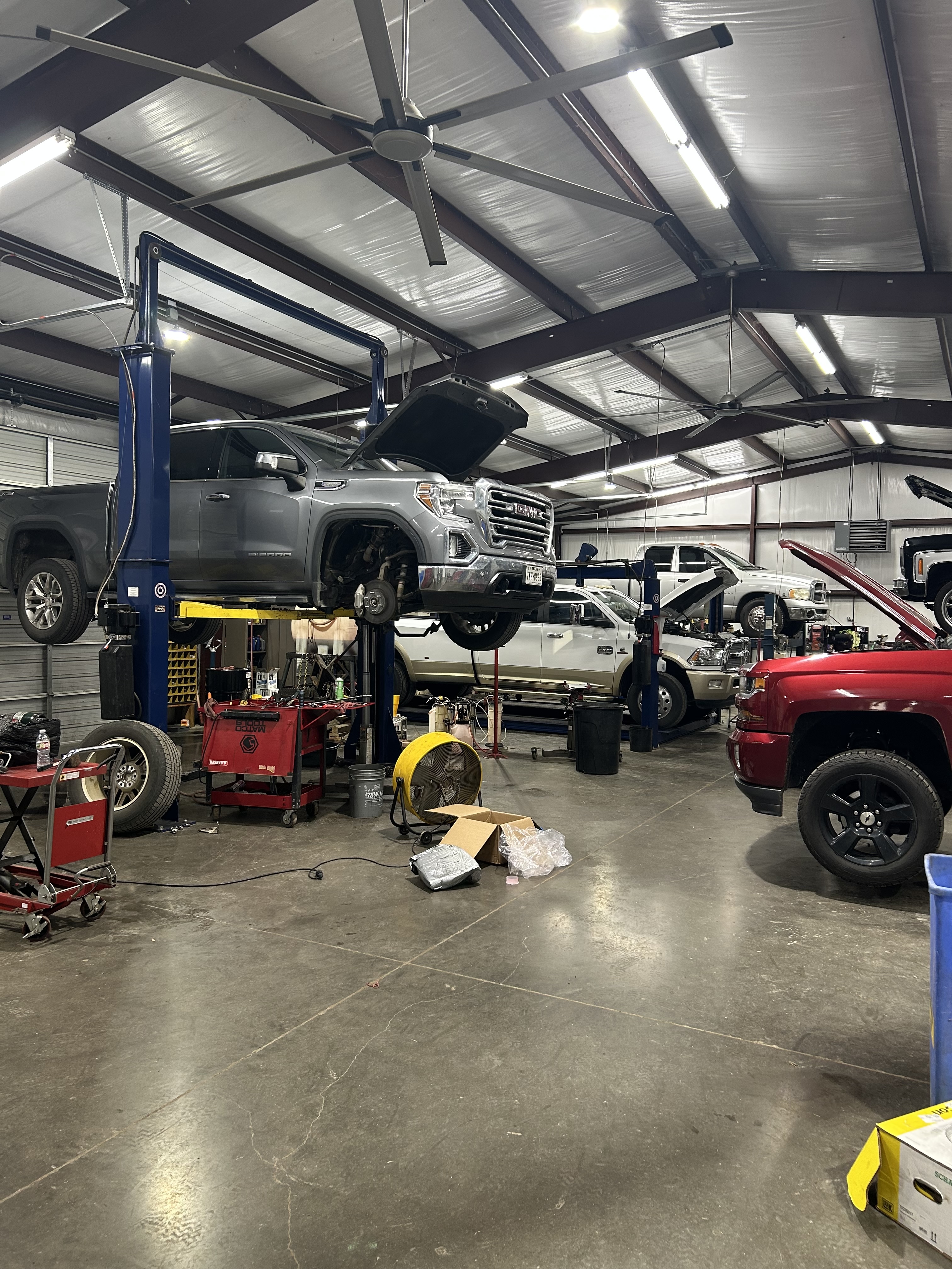 Shop bay area where transmission work is done